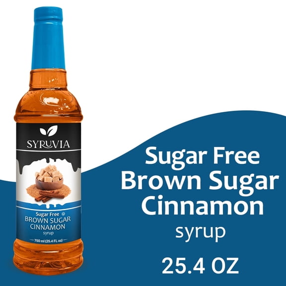 Syruvia Brown Sugar Cinnamon Sugar Free Coffee Syrup No-Calorie Coffee Sauce for Coffee, Lattes, Shakes, Smoothies, Desserts, 25.4 Fl. Oz