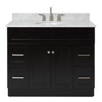 Ariel Hamlet 43 In. Oval Sink Vanity With 0.75 In. Carrara White Countertop In Black