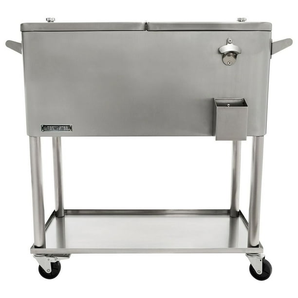 Permasteel 80 Qt Stainless Steel Patio Cooler Com Permasteel 80 Qt Stainless Steel Patio, Stainless Steel Outdoor Cooler Cart