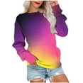thumbnail image 2 of WXLWZYWL Womens Long Sleeve Sweatshirt Casual Round Neck Cute Pullover Tops Gradient Lightweight Loose Fit Soft Sweatshirt with Pocket, 2 of 6