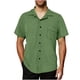 thumbnail image 1 of Blusa y camisa de manga corta con cuello vuelto para hombre, estilo casual de verano, a la moda, de color liso, con bolsillos y botones, 1 of 7