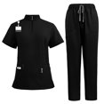 thumbnail image 4 of LYMAYTER Women Zipper Collar Medical Uniform Quick-Dry Top & Jogger Nursing Uniforms for S-2XL, 4 of 8