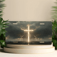 thumbnail image 4 of 1 Pcs 2D Flat License Plate Covers & Frames, Lightning Cross For Decorative Front, Waterproof For Decoration Aluminum License Plate Covers & Frames Cover For Men Women, 12" X 6", 4 of 6