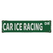 Car Ice Racing Dr Vintage Metal Sign Retro Metal Plaque Bar Pub Poster Wall Art Decor Tin Sign 4X16 In / 10X40 Cm