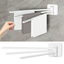 Joernso Rotating Towel Rack 3 Poles 180 Degree Rotation Wall-mounted Punch-free Bathroom Bath Ball Kitchen Dish Rag Utensil Holder Wardrobe Organizer
