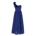 thumbnail image 4 of DPOIS Kids Flower Girl Dress One Shoulder A-line Chiffon Long Dress Dark Blue 12, 4 of 7