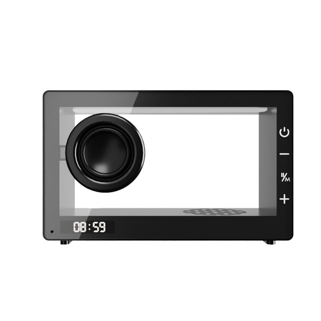 Reloj con Altavoz Bluetooth Retro Portátil, Barra de Sonido Transparente Inalámbrica de Alta Fidelidad con Luz RGB, Reproductor de Música de Audio con Tarjeta TF B e