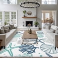 thumbnail image 3 of 5'x8' Area Rugs, Blue Teal Coastal Indoor Outdoor Area Rug for Living Room Bedroom, Summer Beach Starfish Coral Nautical Washable Bathroom Rugs Kitchen Floor Carpet Mats Home Decor Aesthetic, 3 of 8