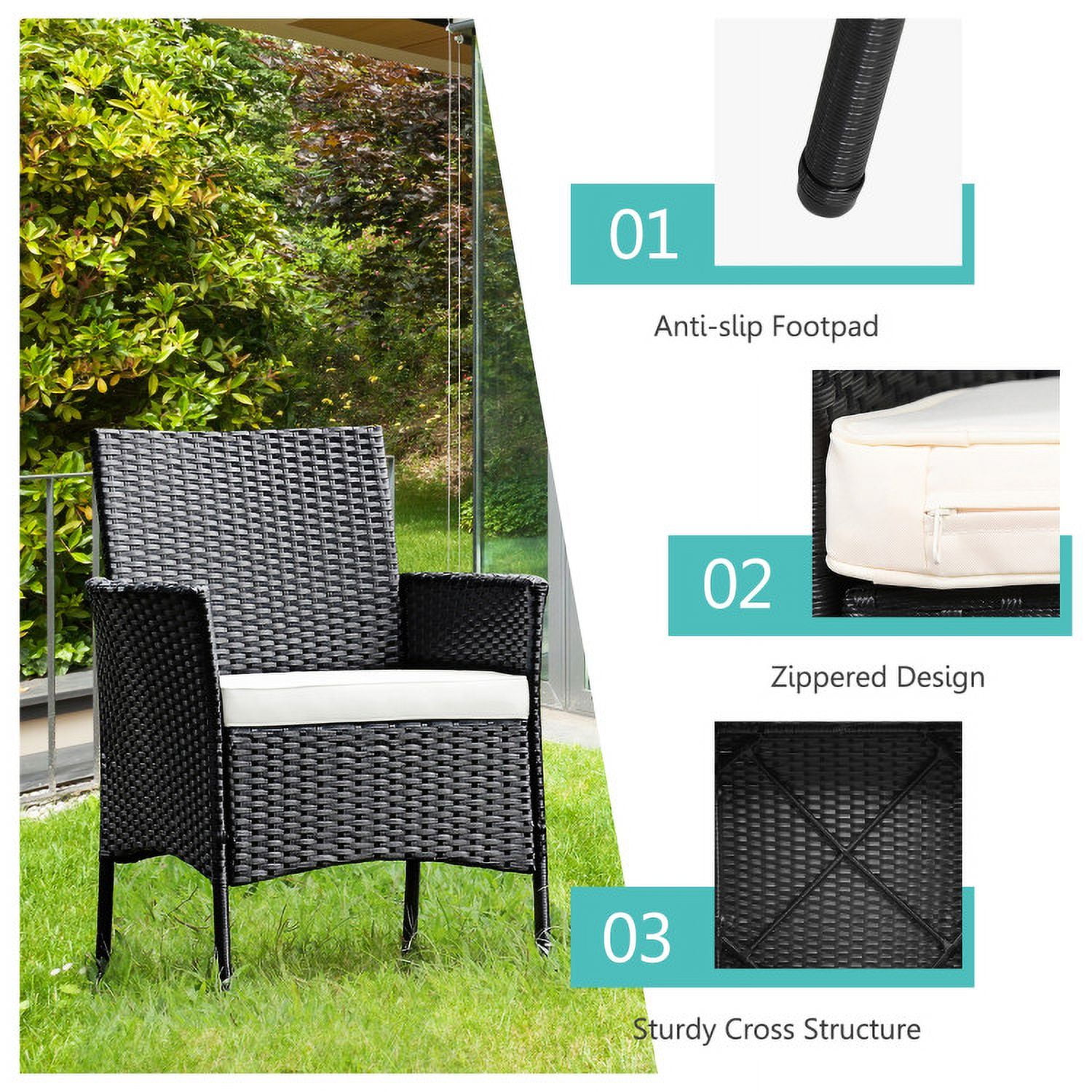 Aimee Lii 2 Pieces Patio Wicker Chairs with Cozy Seat Cushions, Outdoor Patio Set
