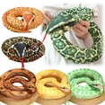 thumbnail image 2 of Simulation Giant Python Plush Toy Long Snake Yellow Orange Green Python Plush Toy Decorated House Holiday Decoration Trick Props, 2 of 5