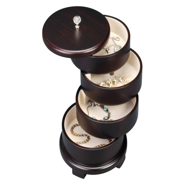 HomePointe Wooden Java Swivel Jewelry Box 6W x 7.75H in. Walmart