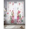 thumbnail image 2 of Valentine's Day Sheer Curtains 96 Inch Length 2 Panels Set, Ice Cream Love Rose Eucalyptus Leaves Voile Window Treatment Semi Sheer Long Curtains Drapes for Bedroom/Living Room/Kitchen 52"x96"x2, 2 of 7