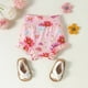 thumbnail image 6 of IROINID Clearance Neutral Crossover Onesies Baby Girls Cute Flowers Print Ruffles Short Sleeve Romper Shorts Pants Bow Suit,Purple, 6 of 9