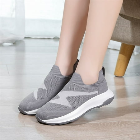 

CAICJ98 Walking Shoes Women Womens Canvas Slip on Shoes Comfortable Textile Loafers Cute Low Top Fashion Sneakers Grey