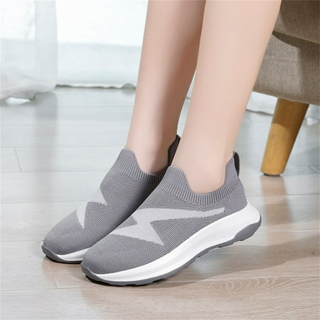 

CAICJ98 Walking Shoes Women Womens Canvas Slip on Shoes Comfortable Textile Loafers Cute Low Top Fashion Sneakers Grey