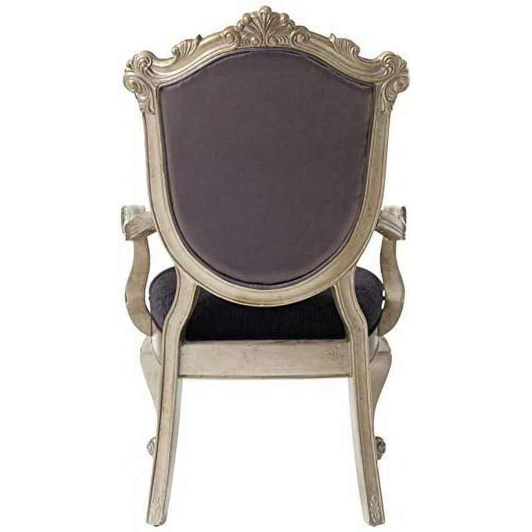 ACME Chantelle Arm Chair (Set-2) in Silver Gray Silk Fabric