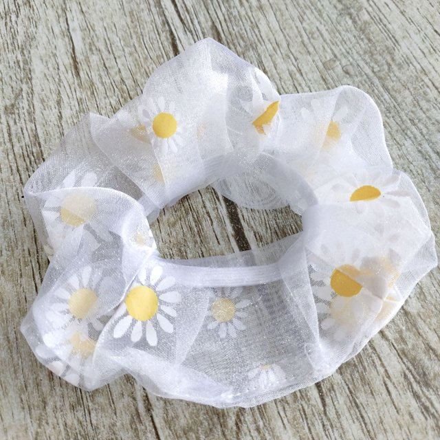 Large Intestine Hair Rope Hair Scrunchies Elastic Soft Gauze Daisy Pattern Large Intestine Hair Bands Hair Accessories