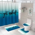 thumbnail image 1 of 4Pcs Shower Curtain Sets, Blue Ombre Get Naked Bathroom Sets with Waterproof Shower Curtain Rugs and Accessories, Rug Toilet Lid Cover and Non-Slip U Shape Mat with 12 Hooks, 71" x 71", 1 of 5