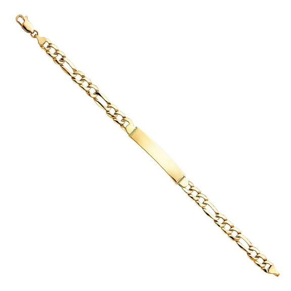 14K Stamp Figaro Link ID Bracelet - 8"