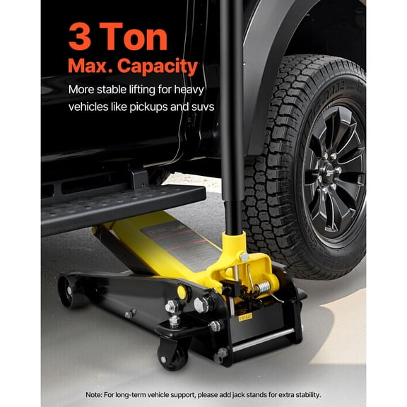 Floor Jack, 3 Ton Low Profile Floor Jack, Heavy-duty Steel Racing Floor Jack with Single Piston Quick Lift Pump, Floor Jack Lifting Range 5.12"-20"