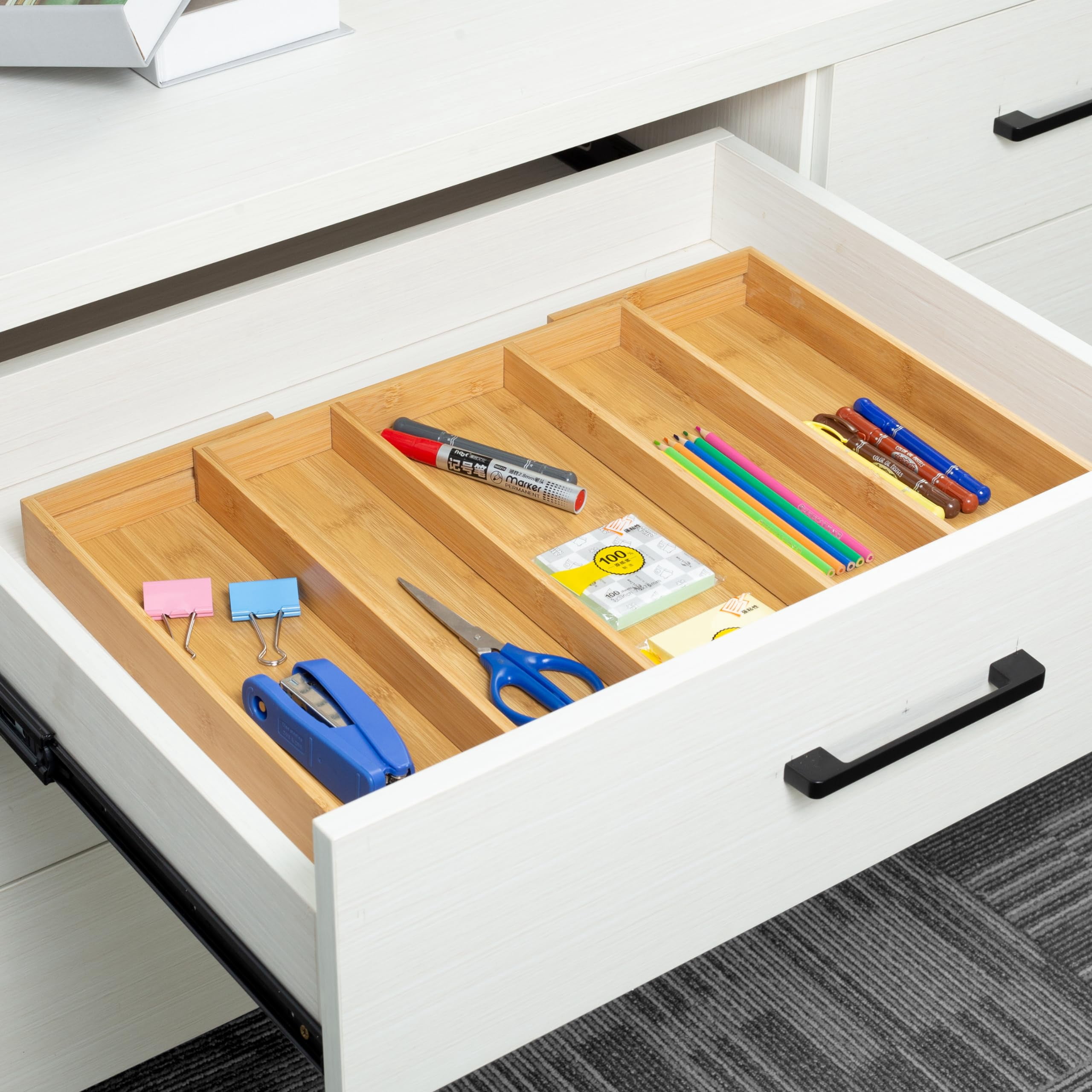 Utoplike Bamboo Kitchen Drawer Organizer Utensil Holder Cutlery Tray in Kitchen Expandable, Adjustable, Drawer Divider, For Silverware, Flatware, Knives