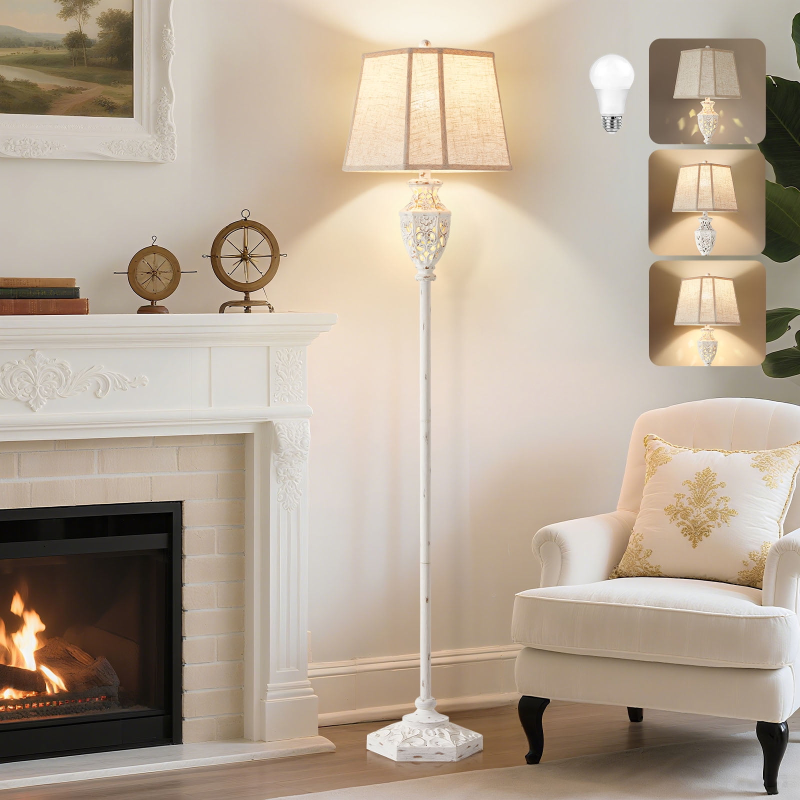 Brightech Medusa LED Floor Lamp - Multi Head Adjustable Tall Pole