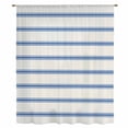 thumbnail image 2 of Navy Blue Striped Sheer Curtains 96 Inches Long, Rustic Blue Stripe Modern Art Beige Light Filering Curtains, Privacy Drapes Simi Floor to Veiling Curtain for Living Room Bedroom Window Treatment, 2 of 9