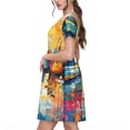 thumbnail image 2 of Balery Colorful Fishing Boats Vestidos sueltos de manga corta para mujer, vestidos de verano 2025, vestidos casuales de corte A con vuelo., 2 of 6