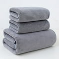 thumbnail image 1 of XmhyTop-A Juego de toallas de baño de 3 piezas de coral polar, ultrasuaves y absorbentes, para el hogar, color gris, 1 of 5