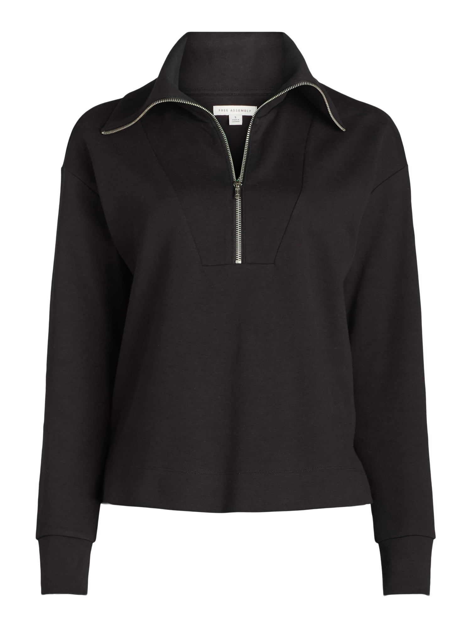 Free Assembly Women's and Women's Plus Half Zip Pullover Sweatshirt, Sizes XS-4X