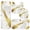 White and Gold Marble Pattern, variant on Black and Gold Marble Pattern Bathroom Rug Set 4 Piece,Includes Contour,Lid Cover,Bath Mat,Non-Slip Extra Soft Absorbent Washable