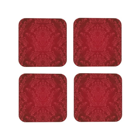 

Leather Coasters Set of 4 - Vintage Burgundy Lightweight Non-Slip Drink Coasters for Desk Anti-Scalding Desk Cup Coasters for Office Table Decor Square