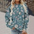 thumbnail image 5 of Babysbule Womens Hoodless Sweatshirt Women Round Neck Printed Side Slit Long Sleeved Hoodie Fashion Hoodie Jacket, 5 of 5