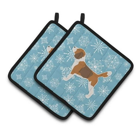 

Winter Snowflake Beagle Pair of Pot Holders