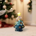 thumbnail image 4 of Ceramic Christmas Tree with Starfish Ornaments, Hand-Painted Coastal Holiday Decor, Tabletop Lighted Decoration, 10 Inch, 4 of 5