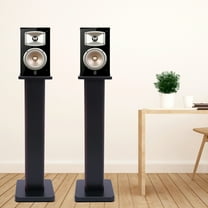28" 1 Pair Bookshelf Speaker Stands Surround Sound Home Theater Black Walnut PVC