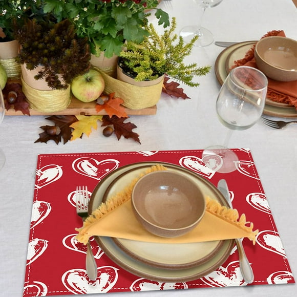 Napperon de la Saint-Valentin Couverture de Table de Salle à Manger Fête Maison Cuisine Tapis de Chaleur