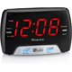 thumbnail image 2 of Radio reloj digital FM Westclox grande con LED rojo de 1,4" con dos puertos de carga USB A y C, brillo ajustable, alarmas duales y temporizador de apagado. Moderno despertador para, 2 of 8
