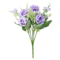 Hiroekza Artificial Rose Flower Bouquet - 30cm Lifelike Silk & Plastic Fake Flower for Living Room, Dining Table, Wedding Party, Home, Garden, Office UV Resistant Outdoor & Indoor Use Purple
