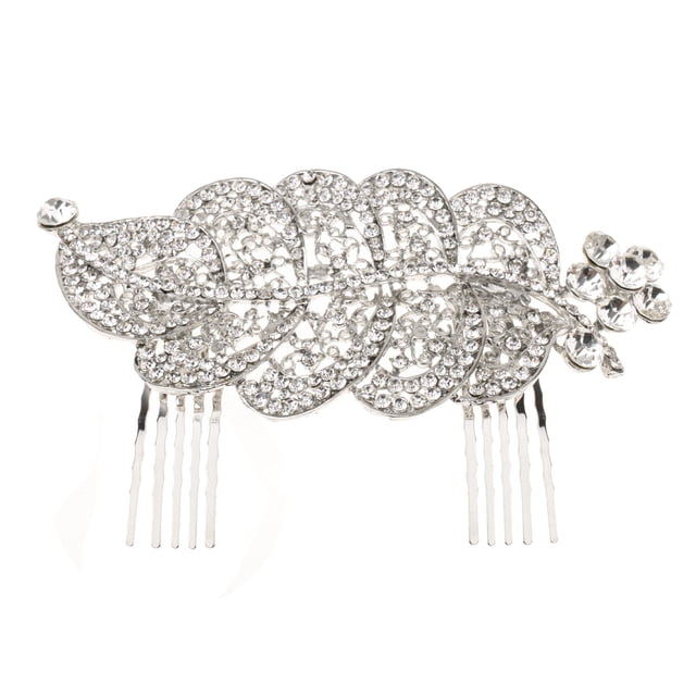Diamante De Imitación Patrón De Hoja Peine De Pelo Boda Pinza De Pelo Nupcial Tocados Gloria Peine de pelo de cristal