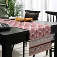 thumbnail image 4 of Red Boho Cotton Linen Table Runner 16 x 72 inch Geometric Stripes Middle Century Plaid Non-slip Rectangular Dining Table Decor for Wedding Party Holiday Dinner, 4 of 8