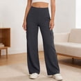 thumbnail image 3 of Iyufng Womens Leggings Slightly Flared Solid Color Yoga Pants Casual Fitness Pants with Pockets, 3 of 9