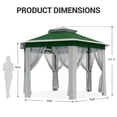 thumbnail image 3 of Gazebo Hexagonal Escamotable - Auvent Extérieur 13 X 13 Pi avec Hauteur Réglable (Vert/beige, Lot de 1), Imperméable et Résistant aux UV, Fenêtres en Maille et Sac de Transport pour Patio, Pelouse, Terrasse - Installation Rapide et Portable, 3 of 6