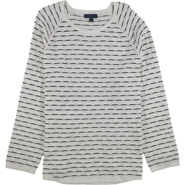 Karen Scott suéter con dobladillo curvo texturizado para mujer, blanco, 3X
