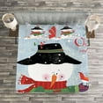 thumbnail image 3 of Ambesonne Snowman Quilted Bedspread Set 3 Pcs, Xmas New Year Grunge, King Size, Multicolor, 3 of 3
