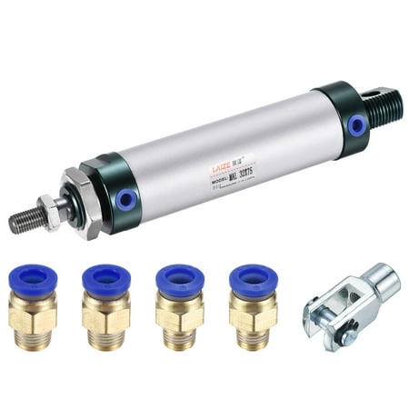 

Uxcell 32mm Bore 75mm Stroke Pneumatic Air Cylinder with Y Connector and 4Pcs Quick Fitting Set