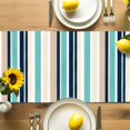 thumbnail image 4 of Vintage Stripes Table Runner, Navy Green Beige Striped Retro Lines Kitchen Table Runners Dress Scarves for Table Decorations Party/Restaurant/Indoor Outdoor Use, 13x72in, 4 of 9