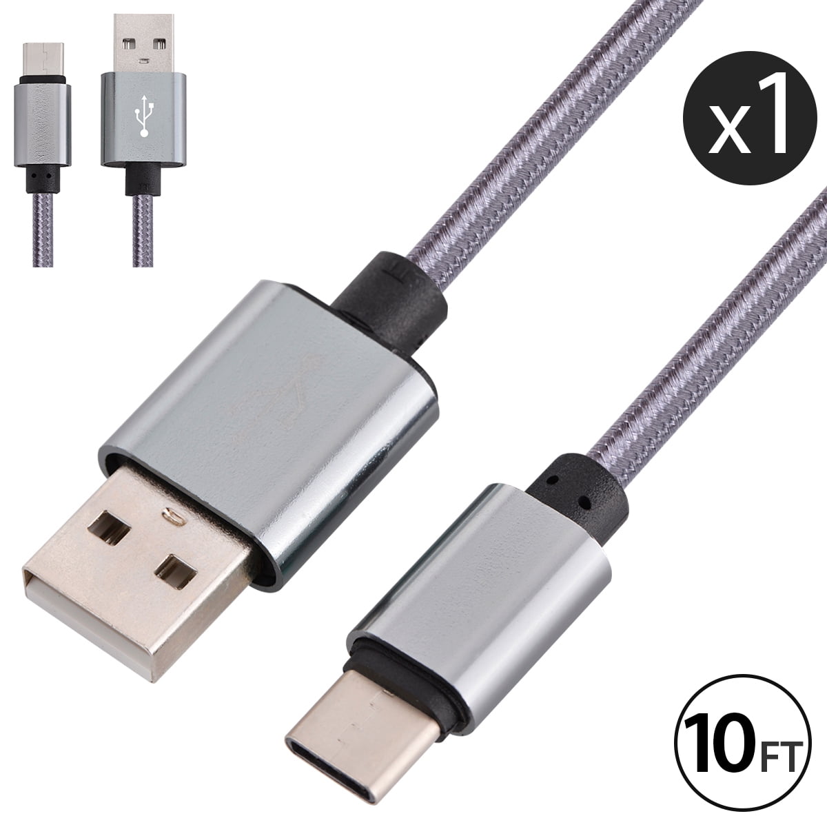 USB Type C Cable Charger, FREEDOMTECH 10ft USB C to USB A Charger Nylon Braided Cable Fast Charger Cord For Samsung Galaxy Note 8, Galaxy S8/S8+, Apple New Macbook, Nexus 6P 5X, Google Pixel, LG G5 G6