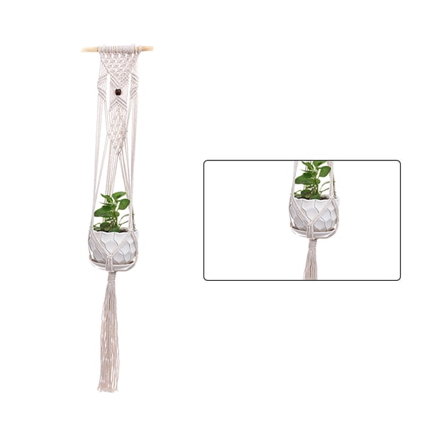 Yuarrent Cestas colgantes 100 hechas a mano, soporte para plantas, macramé, colgador de plantas, maceta para colgar en la pared interior, soporte para Jardín y Patio No.15 Yuarrent HA001777-15