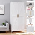 thumbnail image 6 of GangMei 75.3 Inches Tall Modern Metal Storage Cabinet Freestanding with 5 Adjustable Shelves for Office,Home,Garage,School,Warehouse,  White，Assembly Required, 6 of 10